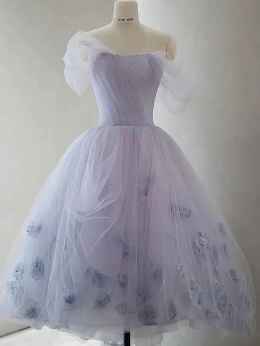 A-line Off-the-shoulder Short Prom Dress Lavender Homecoming Dress kts071