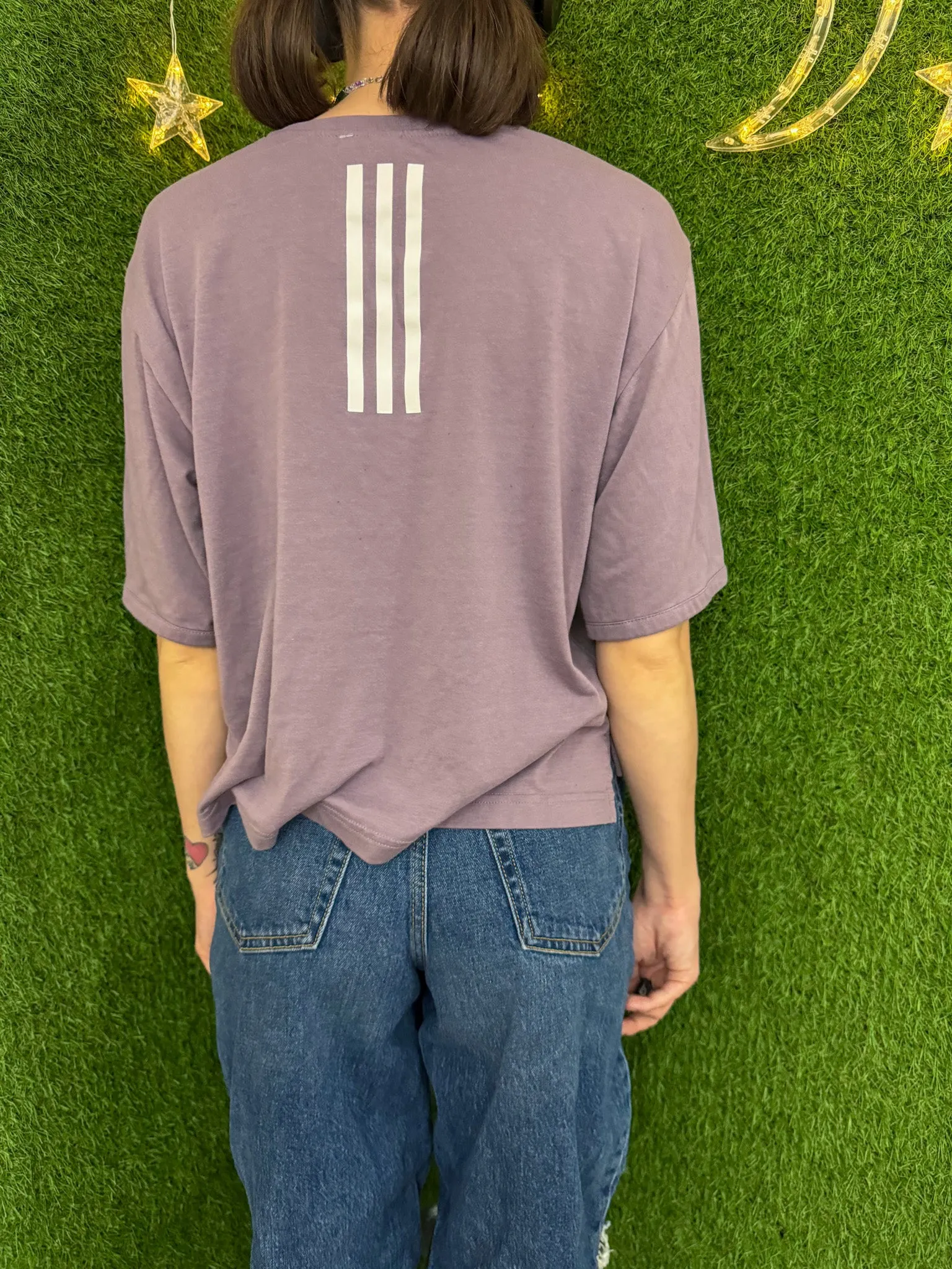 Adidas Floral Cropped Jersey Tee M