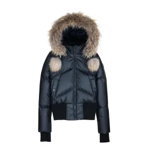 ELLABEE BLACK RACCOON FUR DOWN TEEN COAT