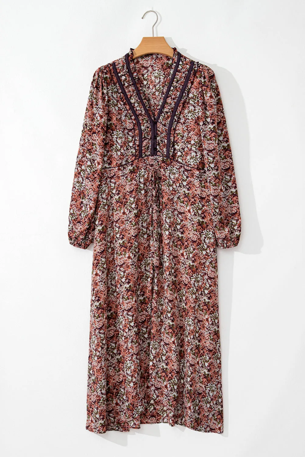 Floral Print V-Neck Midi Dress