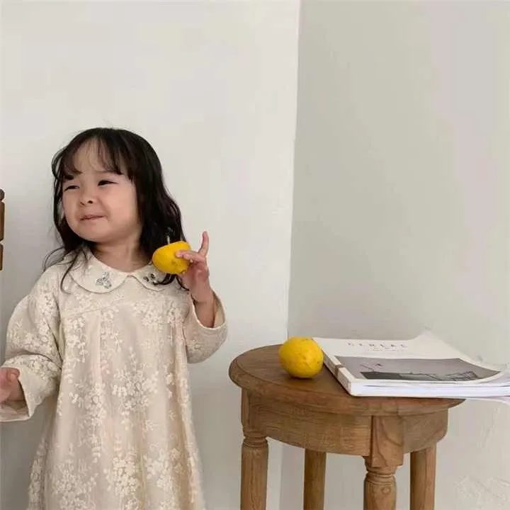 Girls' Dresses Autumn Kids Lapel Lace-فساتين بنات خريف