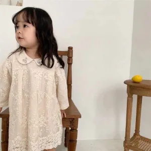 Girls' Dresses Autumn Kids Lapel Lace-فساتين بنات خريف
