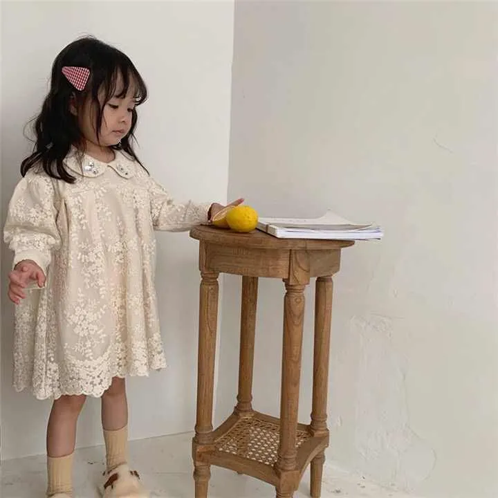Girls' Dresses Autumn Kids Lapel Lace-فساتين بنات خريف