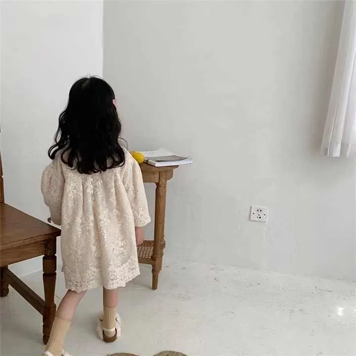 Girls' Dresses Autumn Kids Lapel Lace-فساتين بنات خريف