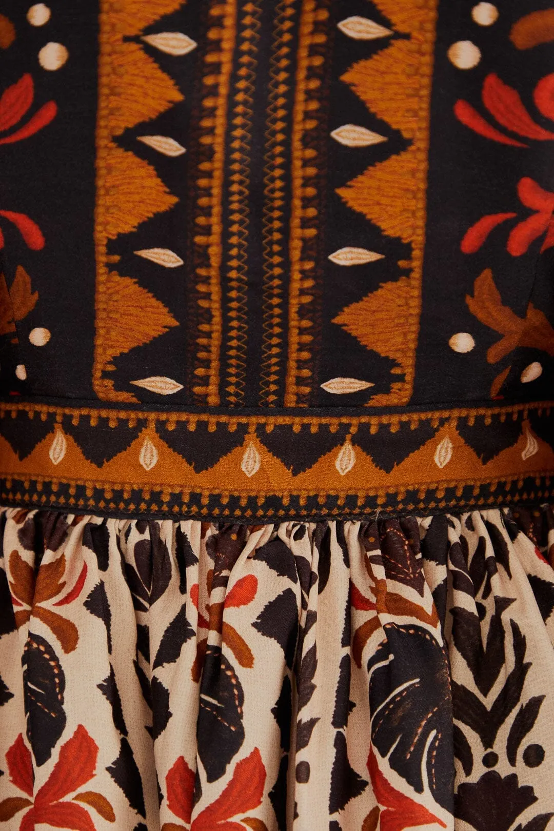 Multicolor Tapestry Garden V Neck Mini Dress